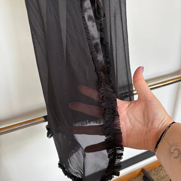 Victoria's Secret Black Sexy Lingerie Nightie Sheer Goth Romantic Tie Front 34C - Picture 5 of 8